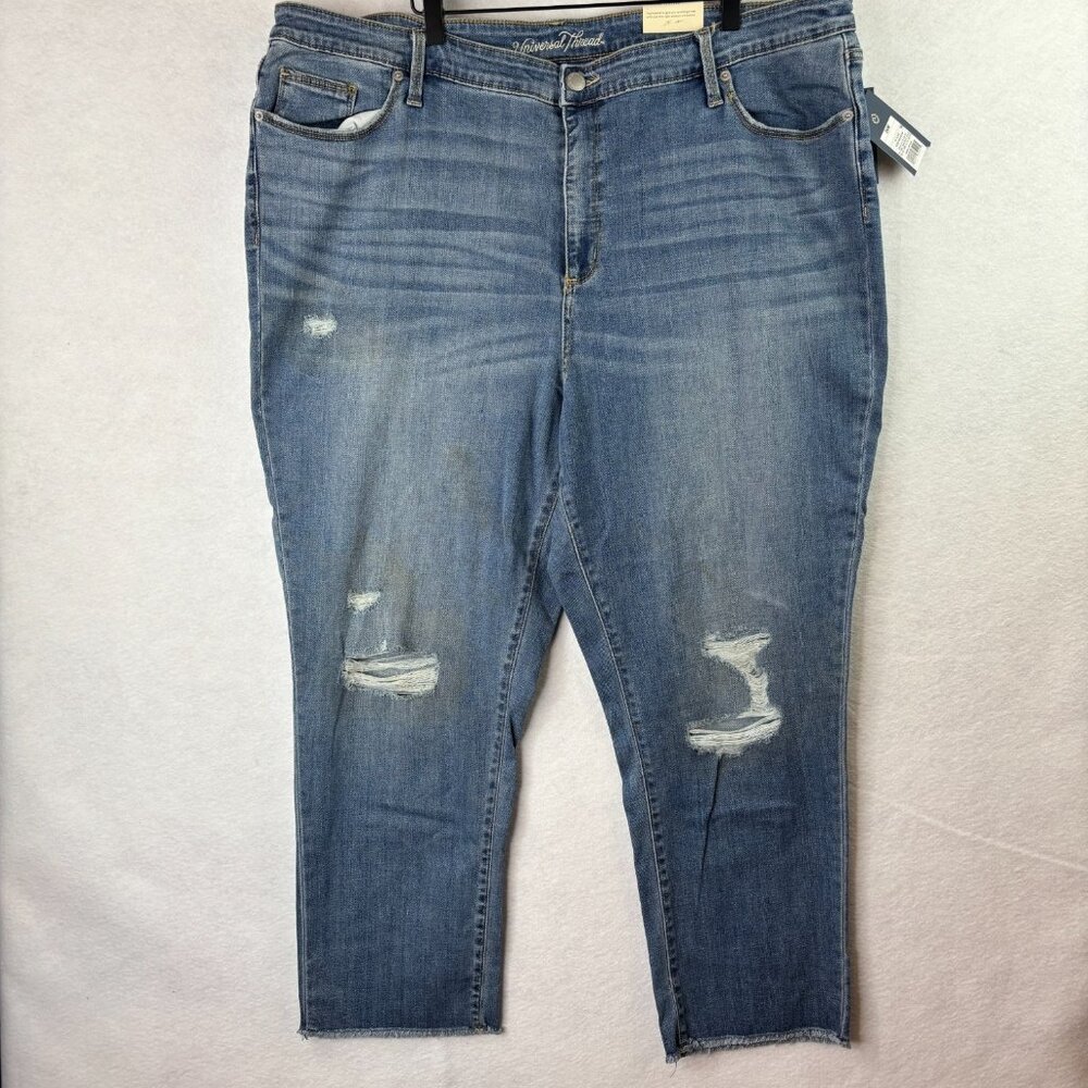 Universal Thread High-rise Straight Leg Crop Jeans Distressed Plus Size 24W New